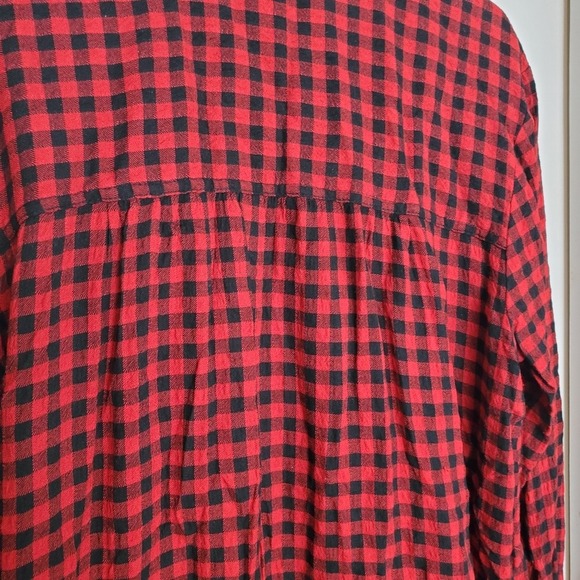 Beach Lunch Lounge Large Red Black Check Flannel Long Sleeve Relaxed‎ Shirt - Picture 6 of 6